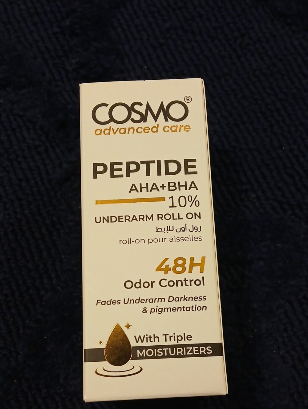 Peptide AHA+BHA 10% Underarm Roll-On – White & Gold